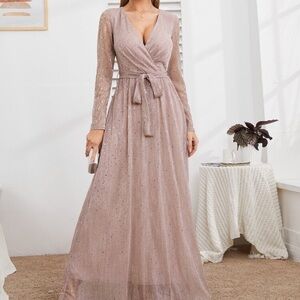 Elegant Beige Long Sleeve Dress